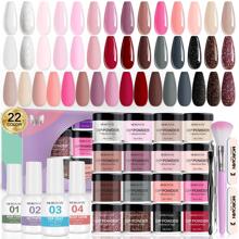 Morovan Dip Powder Nail Kit - 22 Colors Dip Nail Kit Quick Drying Dipping Powder Nail Kit with Base Coat Top Coat Activator Nailboo Dip Powder Starter Kit Christmas Gifts for Women - Nhiều màu - Xem 1