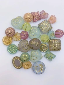 1pack Fashionable Heart & Flower Design DIY Bead For Women For Jewelry Making - round white - View 1