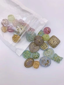 1pack Fashionable Heart & Flower Design DIY Bead For Women For Jewelry Making - round white - View 5