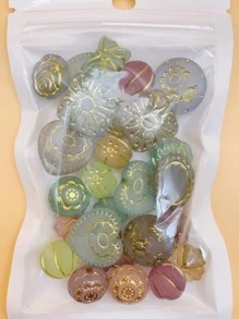 1pack Fashionable Heart & Flower Design DIY Bead For Women For Jewelry Making - round white - View 6
