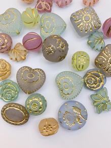 1pack Fashionable Heart & Flower Design DIY Bead For Women For Jewelry Making - round white - View 2