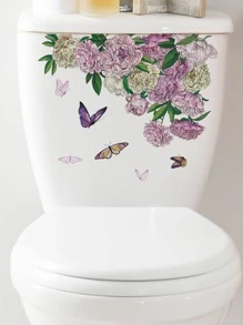 Decal Nắp Bồn Cầu Họa Tiết Hoa, Miếng Dán Nắp Bồn Cầu Hiện Đại Cho Phòng Tắm - Nhiều màu - Xem 5