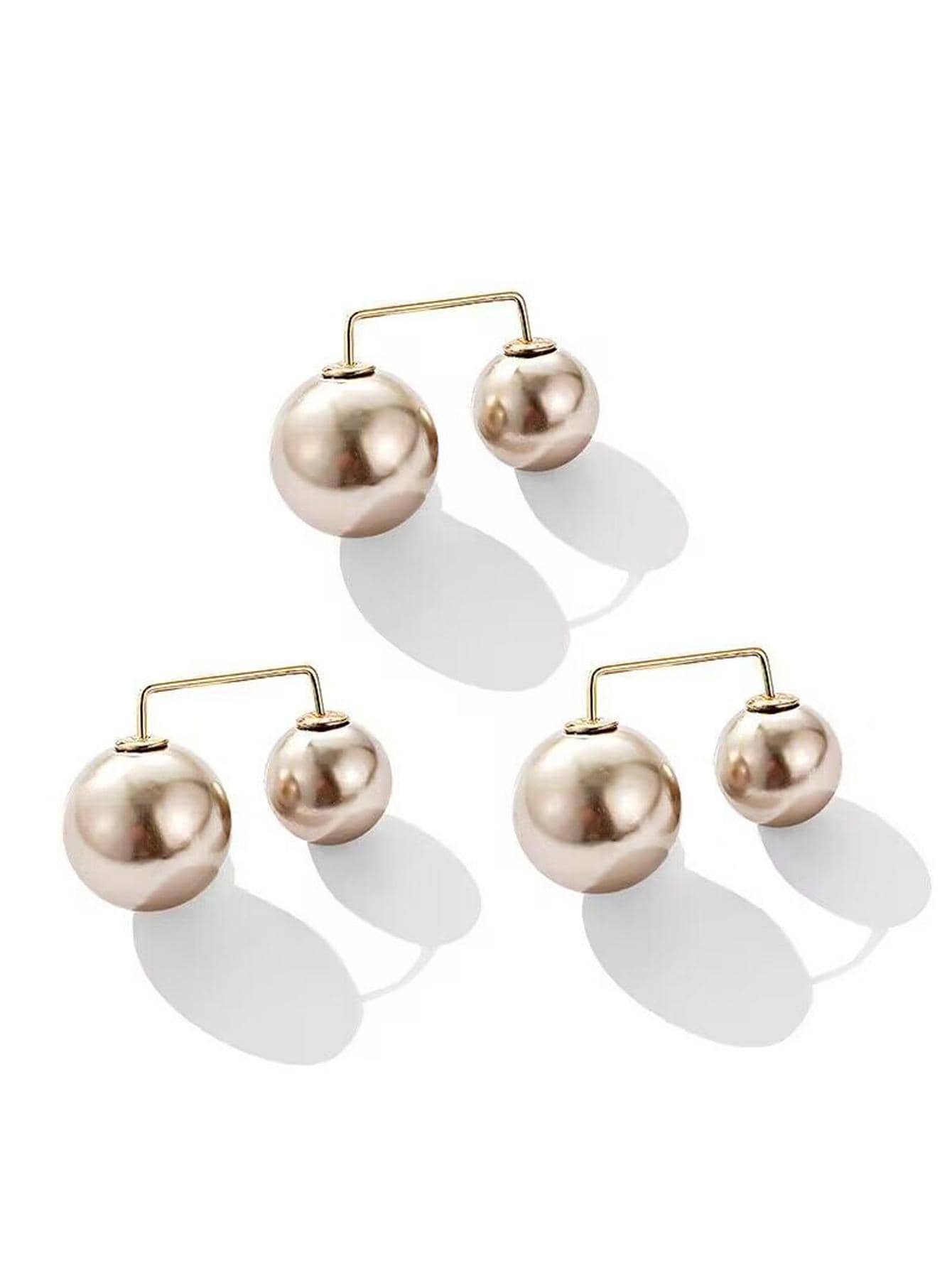 3入組女性人造珍珠裝飾優雅腰鈕扣別針日常裝飾