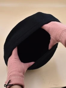 1 Miếng Của phụ nữ Dệt kim Mũ beret Với Hoa Đồ trang trí Rhinestone , Đàn hồi Ấm áp Mũ đội đầu cho thú cưng - màu đen - Xem 6