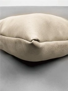 1pc Plain Cushion Cover Without Filler, Simple Pillow Cover For Home - Beige - View 2