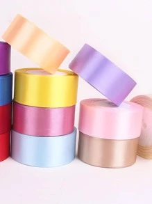 1roll Solid Color Gift Wrapping Ribbon, Modern Polyester Cloth Strip For Gift Wrapping - Coffee Brown - View 4