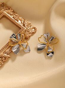 Bông tai thiết kế hoa - Vàng - Xem 3