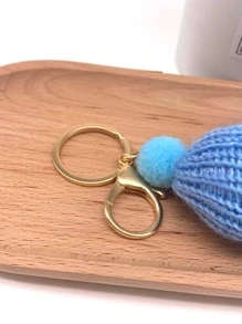 1 Phụ Nữ Búp Bê Em Bé & Pompom Charm Móc Khóa Dễ Thương Để Trang Trí Chìa Khóa - Màu xanh lam - Xem 3
