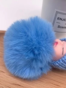 1 Phụ Nữ Búp Bê Em Bé & Pompom Charm Móc Khóa Dễ Thương Để Trang Trí Chìa Khóa - Màu xanh lam - Xem 4