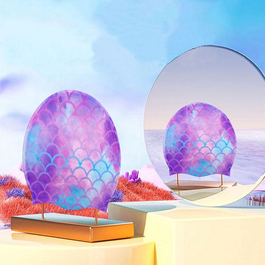 Fish Scale Pattern Swim Cap, Waterproof Silicone Swim Hat For Teenage