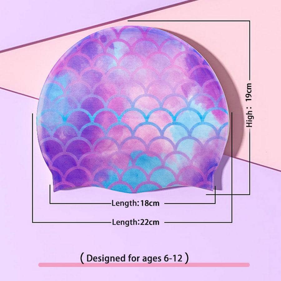 Fish Scale Pattern Swim Cap, Waterproof Silicone Swim Hat For Teenage
