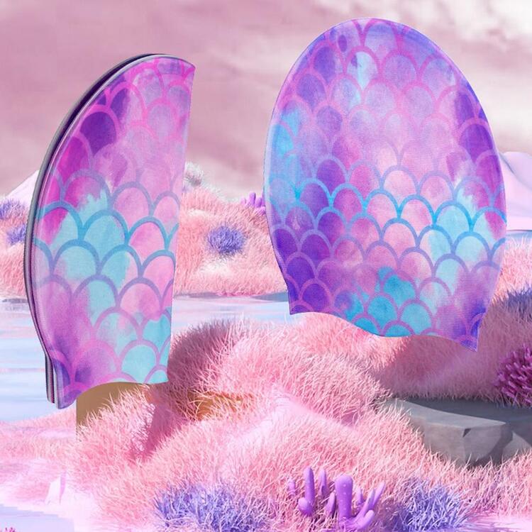 Fish Scale Pattern Swim Cap, Waterproof Silicone Swim Hat For Teenagers, Long Hair Protection, Comfortable, Fashionable, Professional For Swimming Training - Purple - View 5