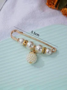 2pcs/Set Faux Pearl Decor Pin Design Brooch - Multicolor - View 2