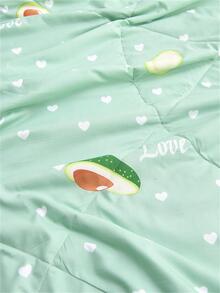 1pc Heart & Avocado Pattern Bedspread, Modern Fabric Soft Quilt For Bedroom - Multicolor - View 7