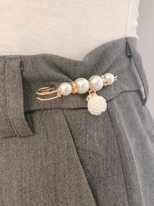 2pcs/Set Faux Pearl Decor Pin Design Brooch - Multicolor - View 3