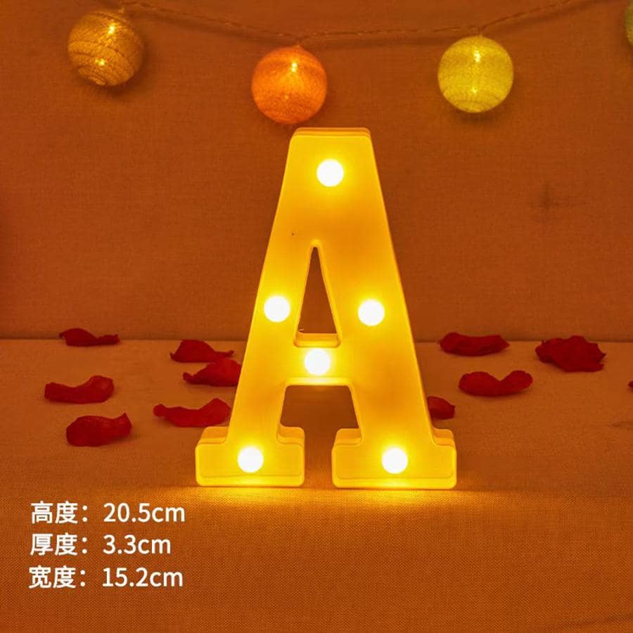 Letras Y Números Led 3D Luces Foco Lampara Decora Abecedario - Amarillo - Añade 3