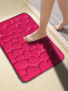 1入組石紋防滑沐浴現代滌綸浴室毯適用於家庭 - 玫紅色 - 查看 2