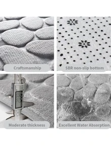 1入組石紋防滑沐浴現代滌綸浴室毯適用於家庭 - 灰色 - 查看 5