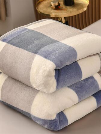 1pc Plaid Pattern Blanket, Modern Fabric Soft & Warm Blanket For Living Room & Bedroom, Home Decor