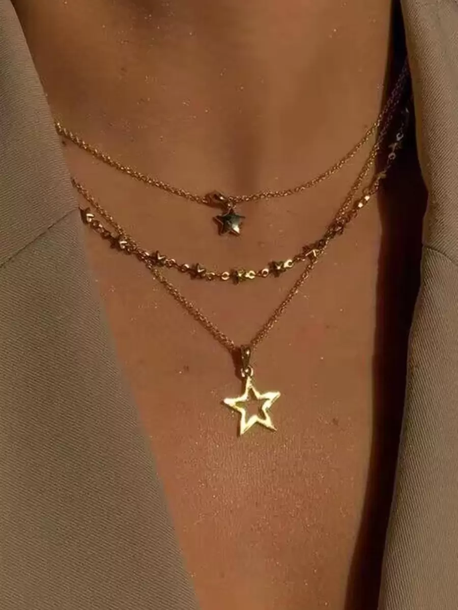 17KM 1pc Simple Star Necklace For Women, Vacation/Date Gift - Yellow Gold - View 1