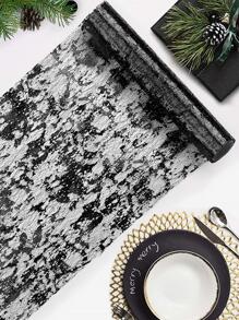 1入組黑色桌子現代纖維防滑廚房桌旗適用於派對 - 黑色 - 查看 1