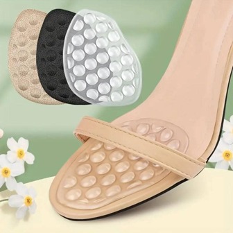 2pcs/set Silicone Forefoot Pad, Minimalist Clear Non-slip Half Cushion For High Heel Shoes