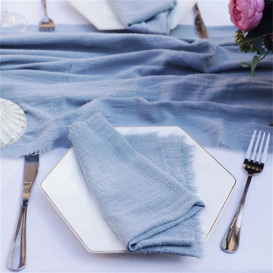 10pcs Solid Color Table Napkin, Minimalist Fabric Cloth Napkin For Home - Màu xanh bụi bặm - Xem 1