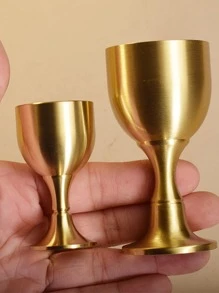1pc Copper Cup, Vintage Gold Water Cup For Home - Yellow - View 5