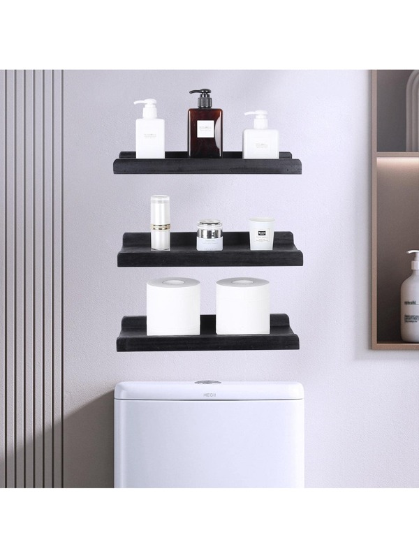 3pcs Wooden Wall Mounted Storage Rack SHEIN UK