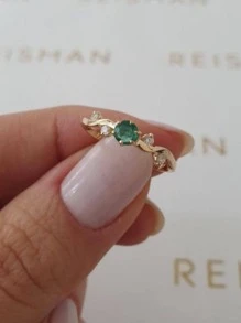 方晶鋯石裝飾圓環 - 綠色 - 查看 2