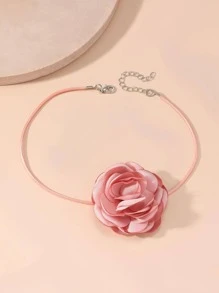 Flower Decor Choker Valentines - Pink - View 2