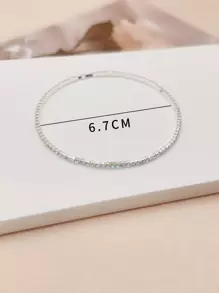 1 chiếc lắc chân đính đá Rhinestone, siêu mỏng co giãn màu AB sáng bóng, thanh lịch cho bãi biển, tiệc tùng, thời trang - Bạc - Xem 4