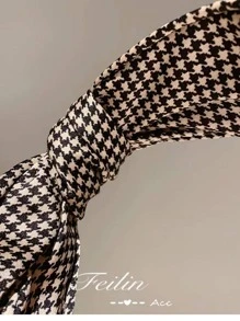 優雅的犬牙紋印花打結寬頭帶 - 彩色 - 查看 3