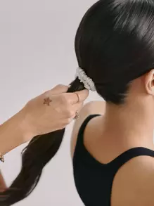 4条100%真丝发圈，2厘米，22姆米，防折防断，天然女士发饰，时尚休闲，适合健身、扎马尾等场合，弹性发圈 - 灰色 - 查看 5