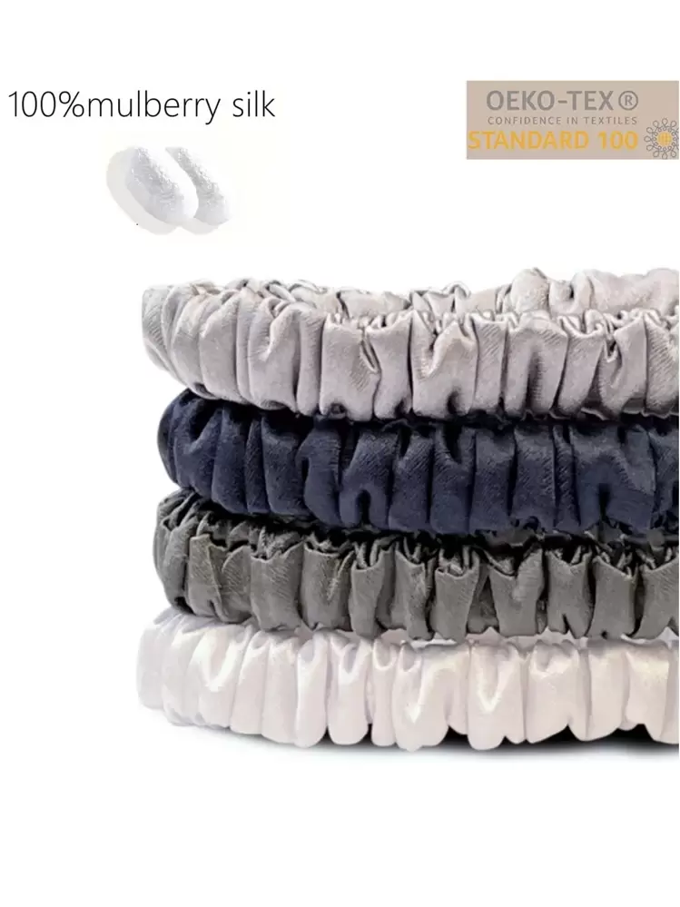 SUNCDELV SLIK 4pcs 100% 2CM Silk Scrunchies For Hair, 22 Momme Hair Ties For Anti-Crease & Breakage, Natural Women Hair Accessories, Fashion Casual, Gym, Scrunchy Hair Ties Ponytail Head Accessories Elastic Band Holiday Accessories - Grey - View 3