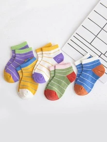 5 đôi tất chống muỗi sọc thoáng khí cho trẻ em cho cuộc sống hàng ngày - Nhiều màu - Xem 4