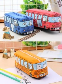 1入組公車形狀鉛筆現代便攜筆袋適用於學生 - 藍色 - 查看 3