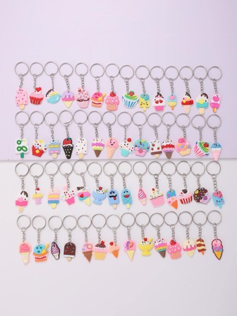 56pcs Cartoon Ice Cream Keychain, Suitable For Party Favors, Holiday Gifts, Back To School Gifts Car Accessories Bag Charm Cute Goth Y2k Bag Accessories Lanyards With Id Holder Car Accessories Bag Charms Christmas Car Accessories Teacher Friend Sister Gift Ideas