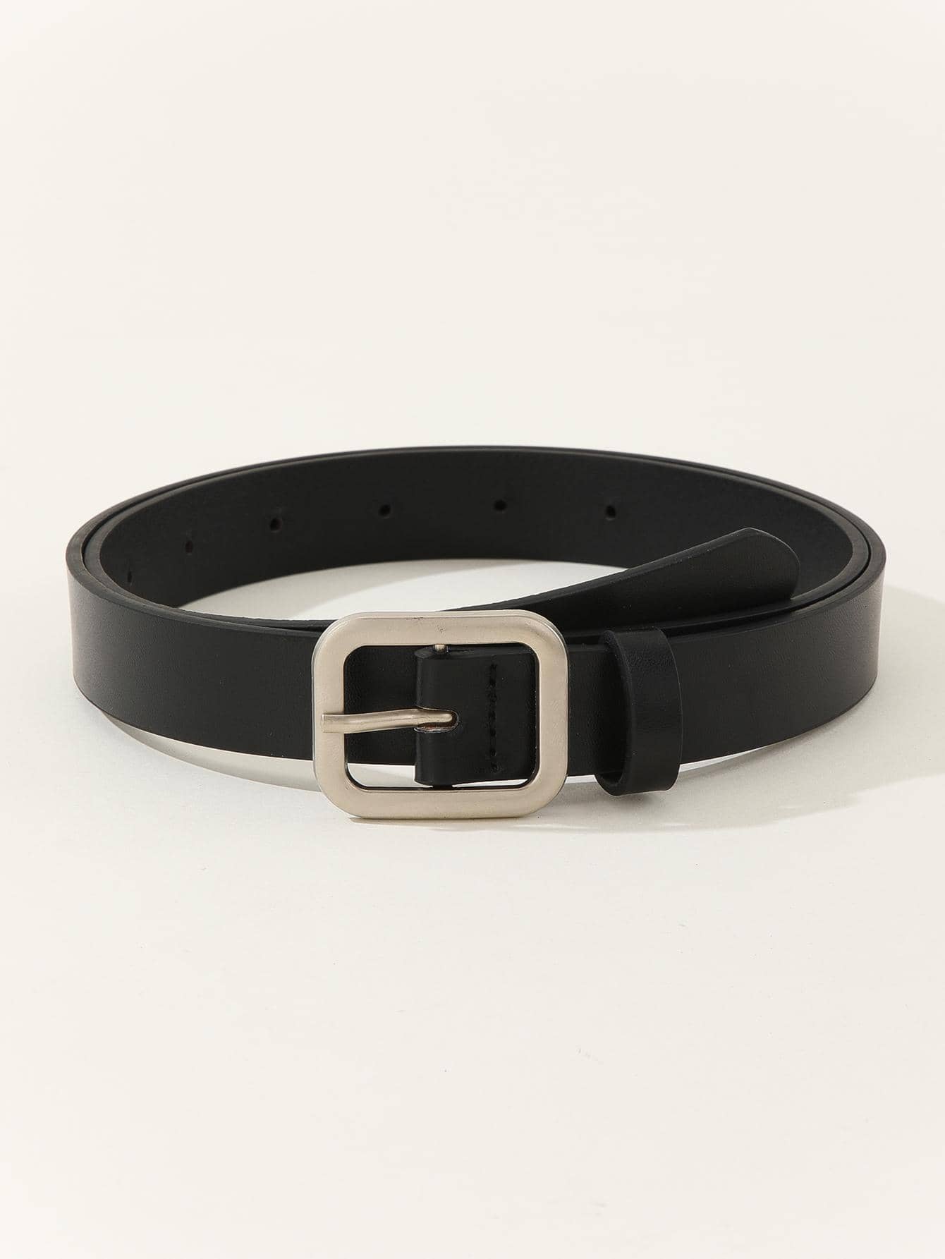 1入方扣時尚女士腰帶，適用於禮物、日常穿著、派對和各種娛樂場所 - 黑色 - 查看 1