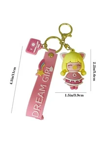 1入夢幻氣泡少女卡通鑰匙鍊,精美少女包飾,汽車鑰匙扣掛件