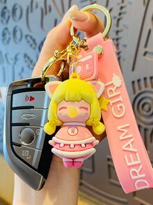 1入夢幻氣泡少女卡通鑰匙鍊,精美少女包飾,汽車鑰匙扣掛件