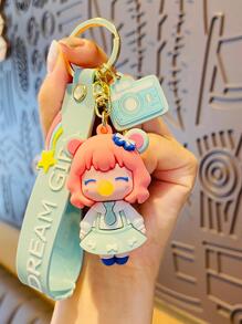 1入夢幻氣泡少女卡通鑰匙鍊,精美少女包飾,汽車鑰匙扣掛件
