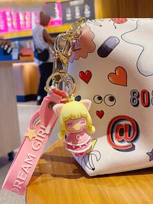 1入夢幻氣泡少女卡通鑰匙鍊,精美少女包飾,汽車鑰匙扣掛件