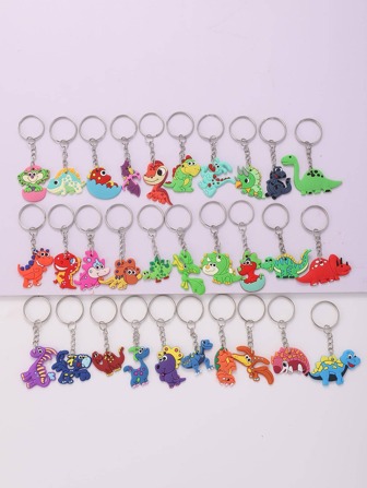 30 st. tecknade dinosaurienyckelringar, lämpliga för festgåvor, högtidsgåvor, skolgåvor, biltillbehör, väskberlock, söta goth-väsktillbehör, nyckelband med ID-hållare, biltillbehör, väskberlocker, billärare, vän, syster, presentidéer