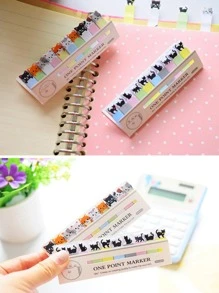 1 caja Nota adhesiva de índice con diseño de dibujos animados índice pegajoso dulce para casa - Amarillo - Ver 4