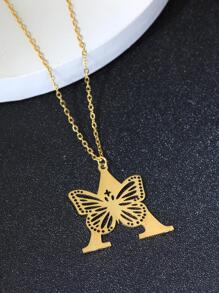 1 vòng cổ trang trí chữ & bướm để trang trí hàng ngày cho vẻ ngoài sành điệu - Vàng - Xem 5