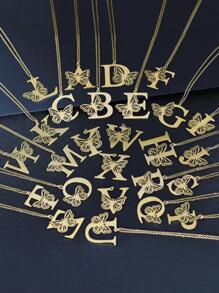 1 vòng cổ trang trí chữ & bướm để trang trí hàng ngày cho vẻ ngoài sành điệu - Vàng - Xem 1