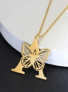 1 vòng cổ trang trí chữ & bướm để trang trí hàng ngày cho vẻ ngoài sành điệu - Vàng - Xem 6