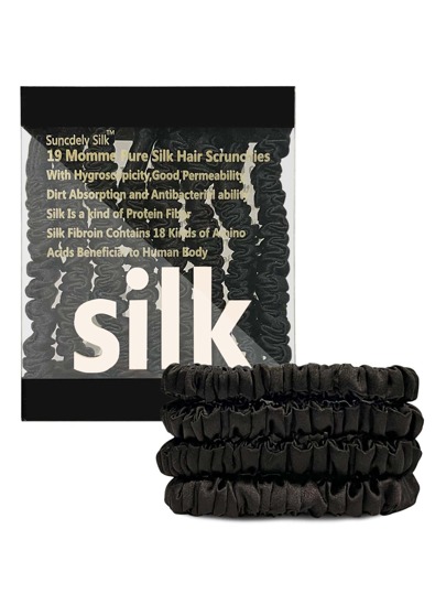 4pcs 100% 2CM Silk Scrunchies For Hair, 22 Momme Hair Ties For Anti-Crease & Breakage, Natural Women Hair Accessories, Fashion Hair Ties Casual Scrunchy Hair Ties
