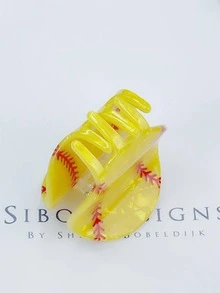 1入組女款丙烯酸棒球髮夾,適用於日常穿著,度假,派對,禮物,球賽和啦啦隊髮飾